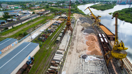 the cranes at the docks and river