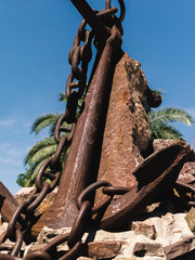 old ship anchor with chain