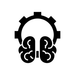 Brain setup black icon, concept illustration, vector flat symbol, glyph sign.