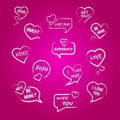 Set of love speech bullbles with messages - vector