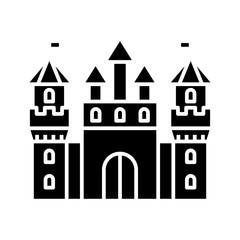 Castle black icon, concept illustration, vector flat symbol, glyph sign.
