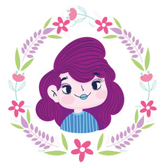 cute girl with wreath flowers nature decoration botany