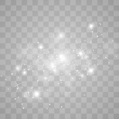 White glowing light burst explosion with transparent. Vector illustration for cool effect decoration with ray sparkles. Bright star. Transparent shine gradient glitter.