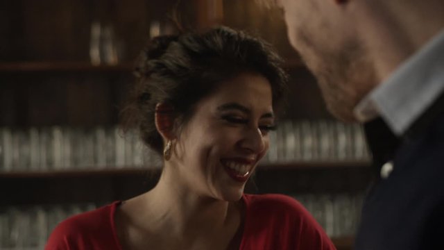 Woman flirting in bar 