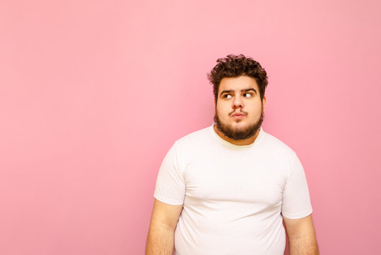 Big fat man standing to show real size with causual clothing. Stock Photo  by stockerthings