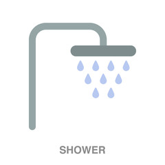 shower flat icon on white transparent background. You can be used black ant icon for several purposes.	