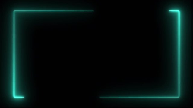 Colorful neon glowing animated box for text or graphic. Abstract view of TV screen for creative background design. Seamless looping endless animation. Popular vintage color.