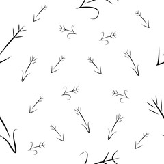 Vector seamless pattern with hand drawn black arrows on white background. Chaotic doodle elements for design, concept, template, print, textile.