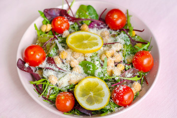 Avocado Salad with Cherry Tomatoes and Baby Spinach  .Healthy Food