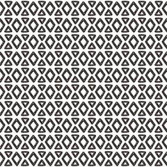 Abstract black and white Seamless Pattern with hand drawn doodle rhombuses and triangles