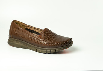 women's leather shoes models, slippers, classic shoes, heels shoes on a white background