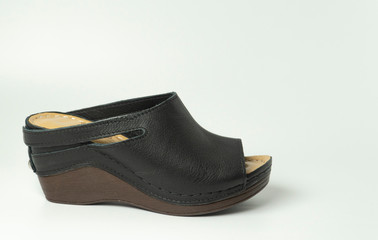 women's leather shoes models, slippers, classic shoes, heels shoes on a white background