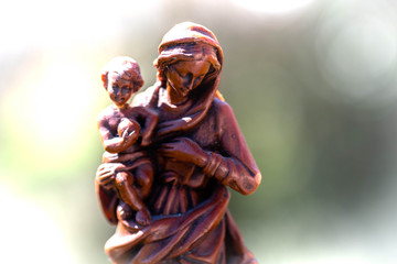 Wax Statue of the infant Jesus Christ with his mother virgin Mary. Madonna, Virgin, madonna, Mother of our Lord, Mother of God.