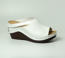 women's leather shoes models, slippers, classic shoes, heels shoes on a white background