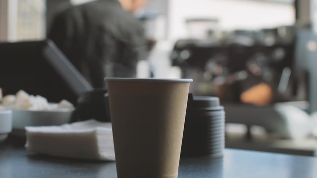 hot coffee on the bar counter