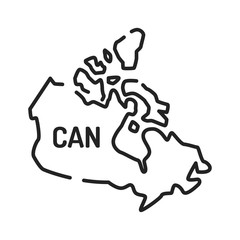 Canada map black line icon. Border of the country. Pictogram for web page, mobile app, promo. UI UX GUI design element. Editable stroke.