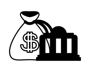 bag with money on white background