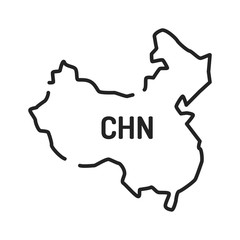 China map black line icon. Border of the country. Pictogram for web page, mobile app, promo. UI UX GUI design element. Editable stroke.