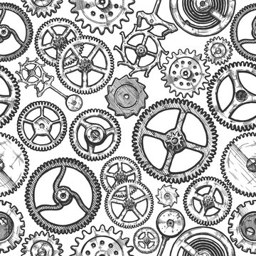 seamless pattern with different gears.