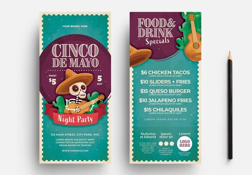 Cinco De Mayo Flyer Layout With Calacas Skull Illustrations