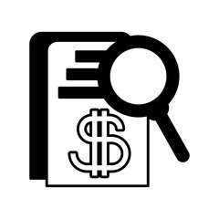 magnifying glass with document on white background