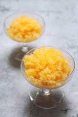 Orange granita, frozen summer dessert