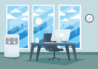 office workplace with desktop scene