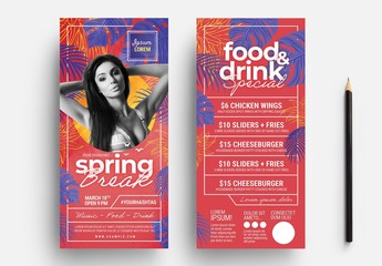 Flyer Layout with Tropical Leaf Illustrations