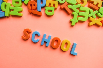 School concept, with colorful letters.