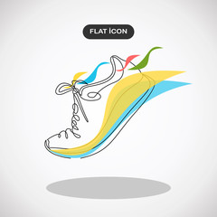 Vector illustration of sneakers. Sports shoes in a line style. Continuous one line