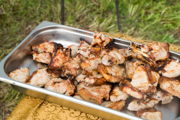 barbecue, meat cooked on fire