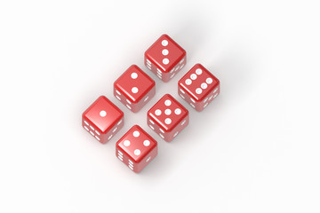 3D Rendering Casino Concept with Dices on White