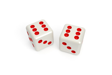 3D Rendering Casino Concept with Dices on White