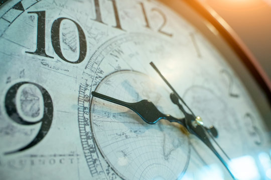 9 o'clock,Old memory time concept,Retro clock timer at 9 o'clock.