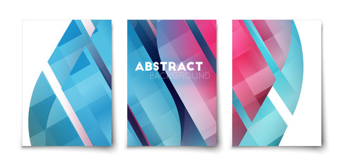 Multicolored abstract geometric pattern leaves vector background. 3d shapes with shadow for banners, web, brochure, poste