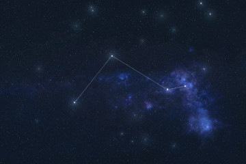 Monoceros stars in outer space. unicorn constellation lines. Elements of this image were furnished by NASA 