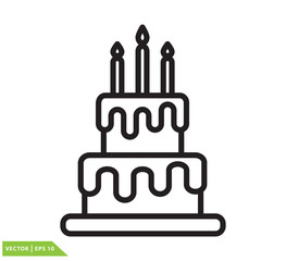 Birthday cake icon vector flat style