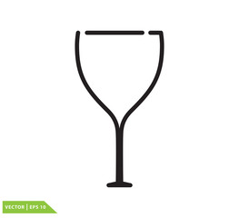 Wine glass icon vector logo template