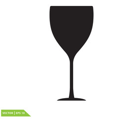 Wine glass icon vector logo template