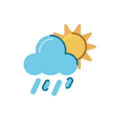 sun and rainy cloud icon, flat style design