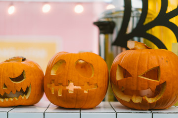 Halloween Pumpkins on a light background