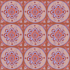 Square floral ornament background. Tile.