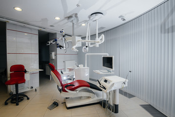 Beautiful white dental office with new modern equipment
