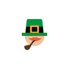 leprechaun face with hat, flat style icon