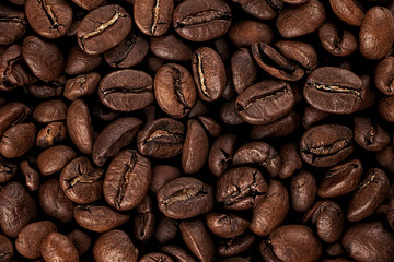 Roasted coffee beans background texture