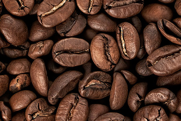 Roasted coffee beans background texture