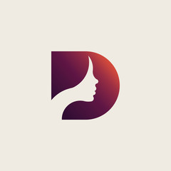 logo letter D by combining the concept of facial beauty