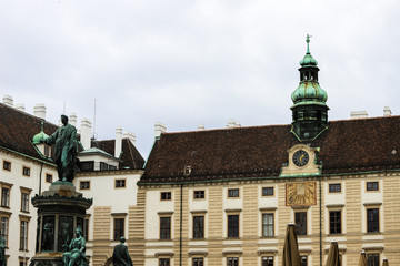 Fototapeta na wymiar Square with buildings and monument of Emperor Franz I of Austria in Vienna, Austria.