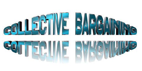 Collective bargaining - 3D rendering metal word on white background - concept illustration - obrazy, fototapety, plakaty