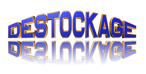 Destockage - 3D Rendering Metal Word on White Background - Concept Illustration